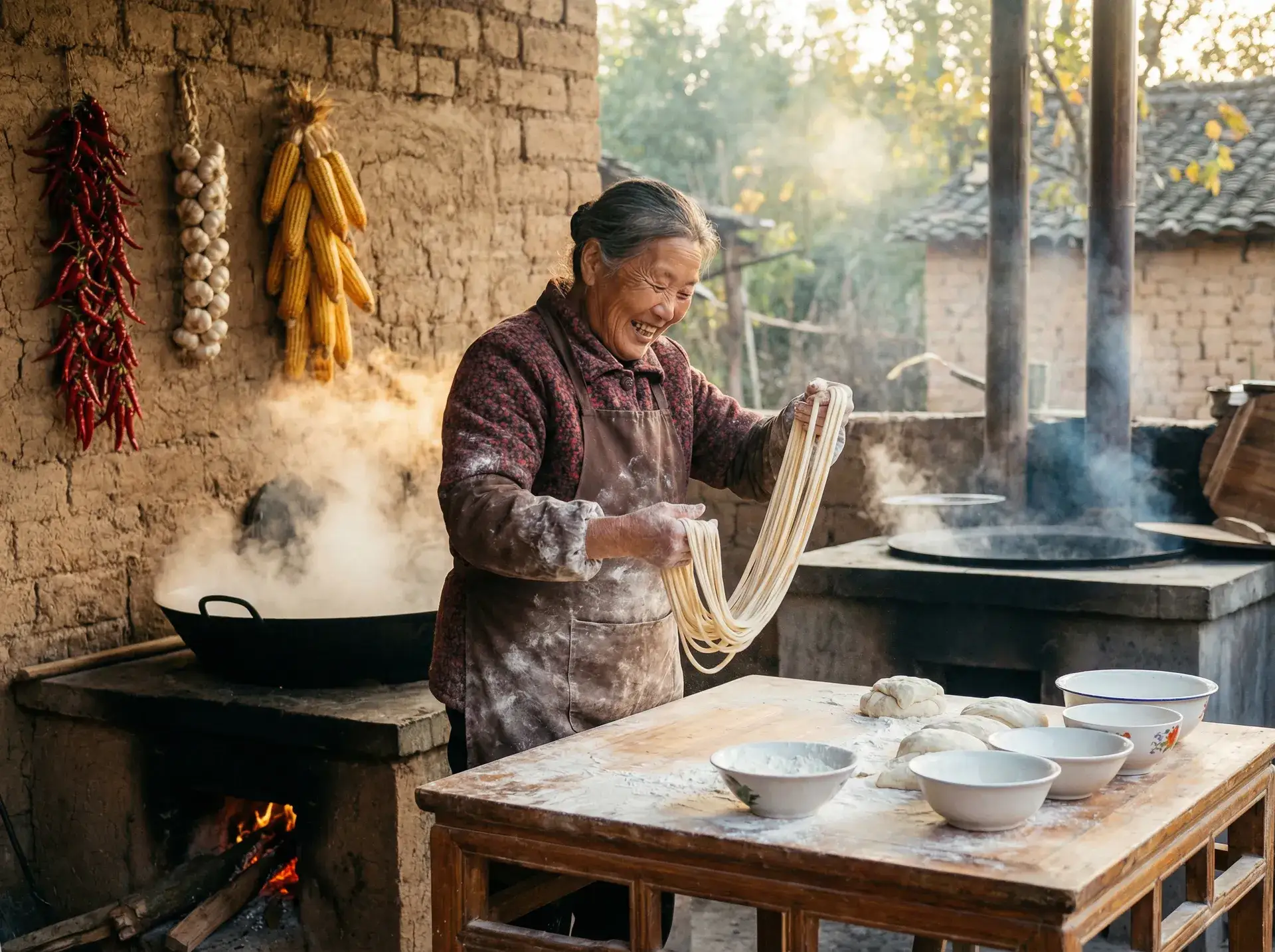 农家大嫂手擀面 - 熟女的乳房又白又大图 乡村美食